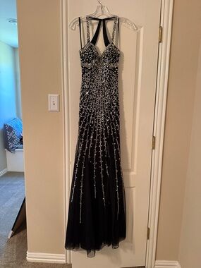 Sean Collection Black Formal Dress with Silver Label Detail - worn once
